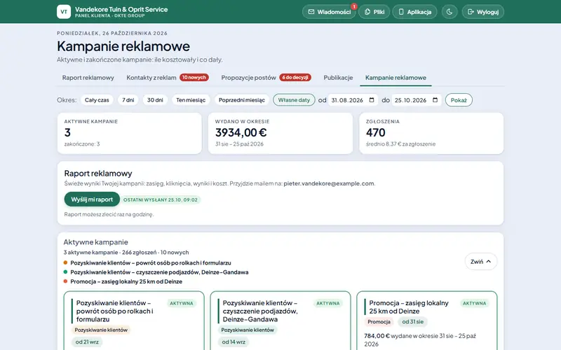 Kampanie reklamowe w portalu klienta
